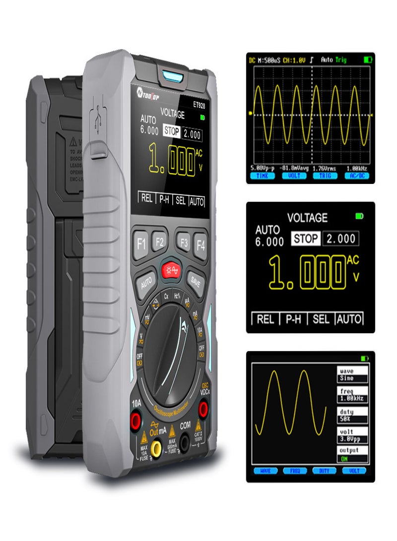 ET928 Portable Oscilloscope 3-in-1 Handheld Oscilloscope/Multimeter/Signal Generator High Storage Capacity Low Power 12MHz 50MSPS - Image 2