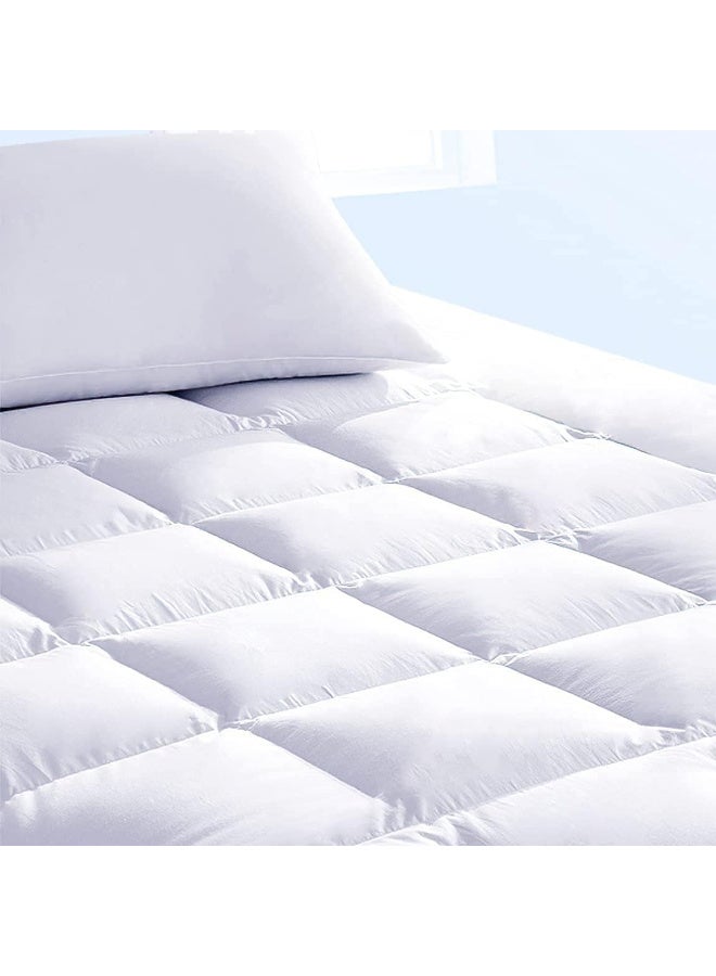 Harmony Home Mattress Topper – 500GSM Soft Comfort Quilted Pad | Hypoallergenic Fiber Fill | King Size (180x200 cm) – White - Image 2