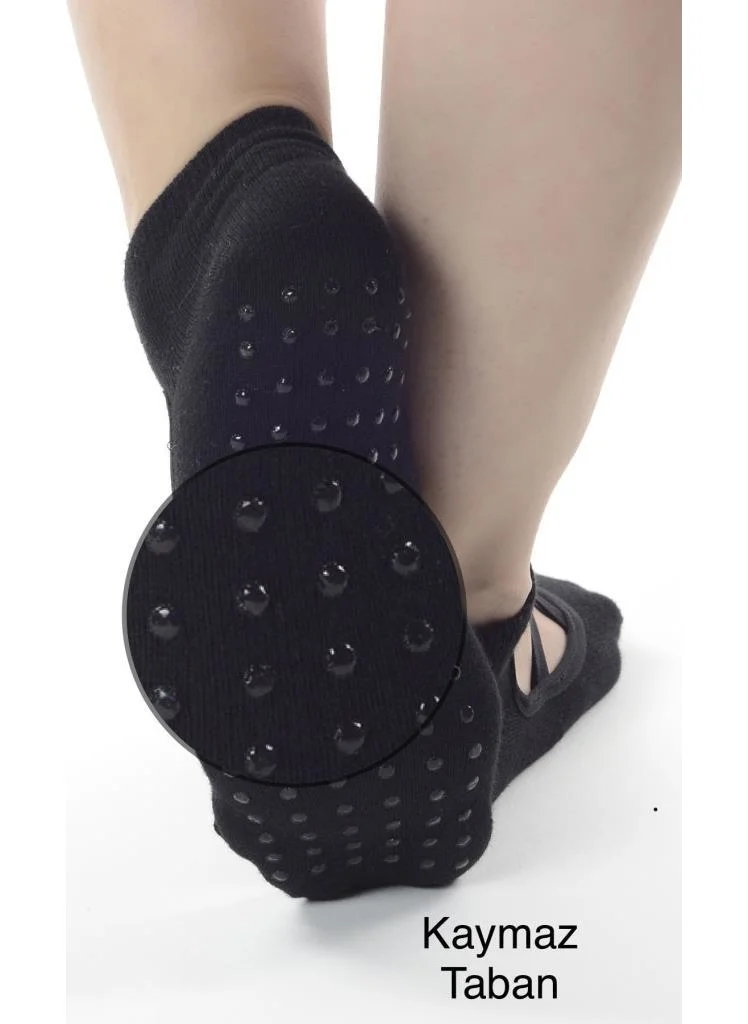 Busso Yoga & Pilates Socks 3 Pairs Black with Anti-Slip Sole