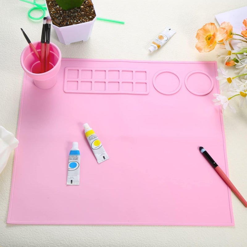 DARKNESS 43 38cm Silicone Craft Mat for Painting Play Doh and Clay for KidsNonStick Multipurpose Cleaning Cup and Color Mixing Plate for Arts and CraftsResin Casting1pcsMulti Color - Image 3