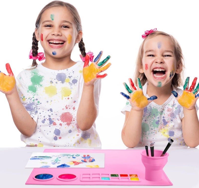DARKNESS 43 38cm Silicone Craft Mat for Painting Play Doh and Clay for KidsNonStick Multipurpose Cleaning Cup and Color Mixing Plate for Arts and CraftsResin Casting1pcsMulti Color - Image 5
