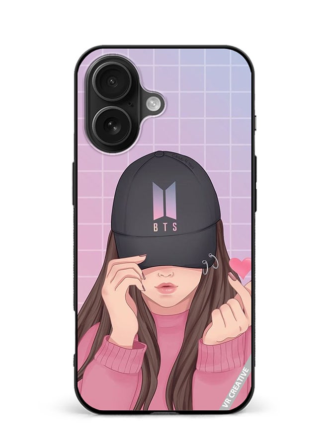 VR CREATIVE Protective Case Cover For Apple iPhone 16 Plus Bts Cap Girl Design Multicolour