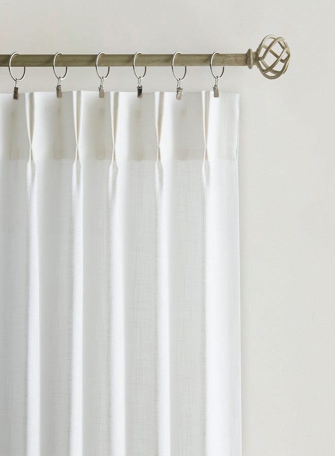 Vision Home White Pinch Pleated Semi Sheer Curtains Textured Light Filtering Window Curtains 84 inch for Living Room Bedroom Patio Rayon Blended Pinch Pleat Drapes with Hooks 1 Panel 60" Wx84 L - Image 4