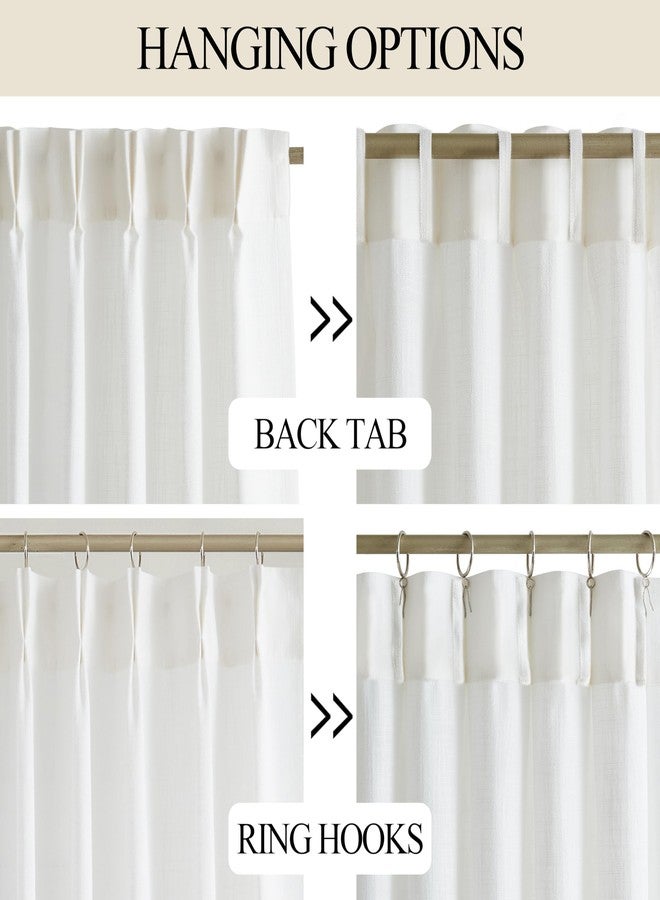 Vision Home White Pinch Pleated Semi Sheer Curtains Textured Light Filtering Window Curtains 84 inch for Living Room Bedroom Patio Rayon Blended Pinch Pleat Drapes with Hooks 1 Panel 60" Wx84 L - Image 3