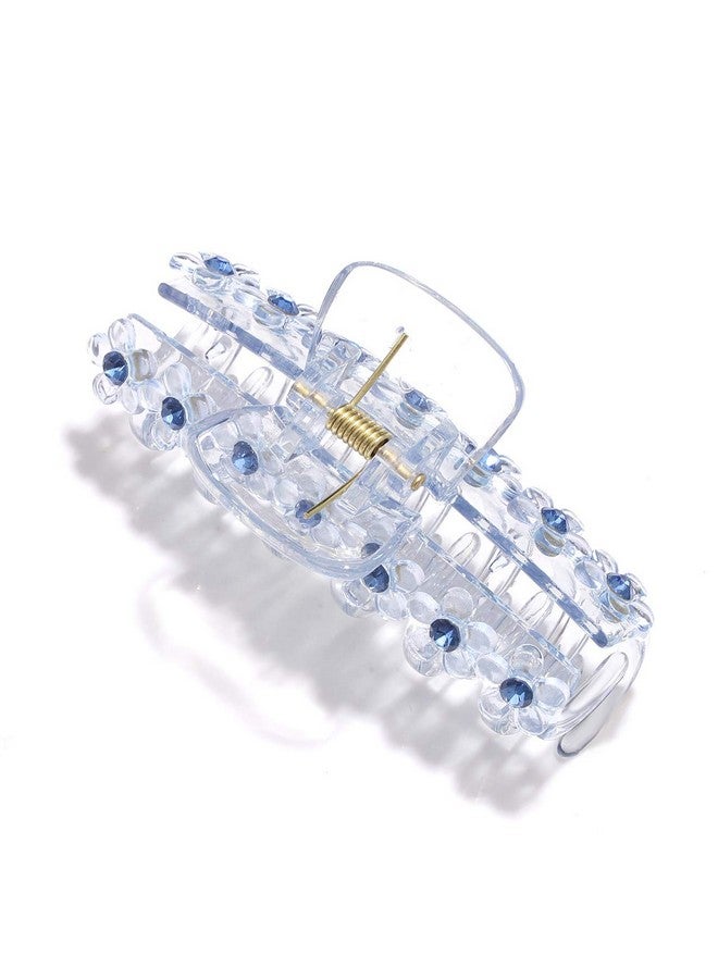 BVGA Large Hair Claw Clips Floral Hair Claw Banana Clips Fashion Clear Claw Barrettes Acrylic Hair Catch Clamps For Women Girls Thick Hair 3Pcs - Image 5