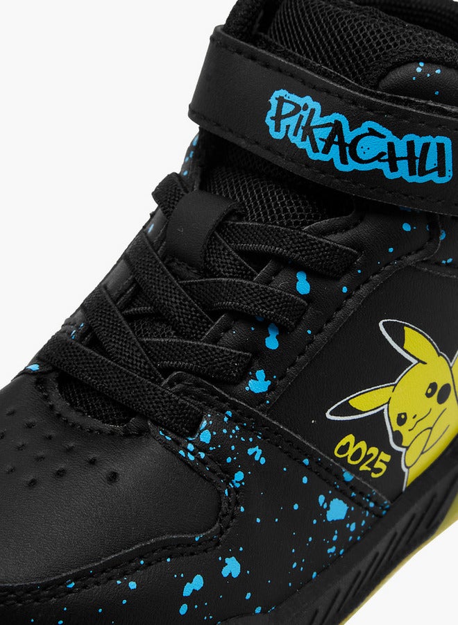 Pokemon Pikachu Print High-Top Sneakers with Hook and Loop Closure - Image 4