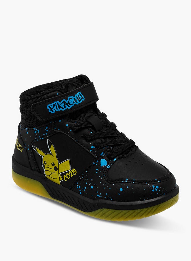 Pokemon Pikachu Print High-Top Sneakers with Hook and Loop Closure - Image 2