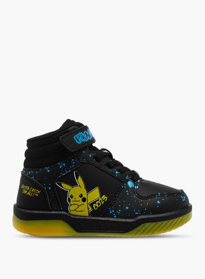 Pokemon Pikachu Print High-Top Sneakers with Hook and Loop Closure - Image 3