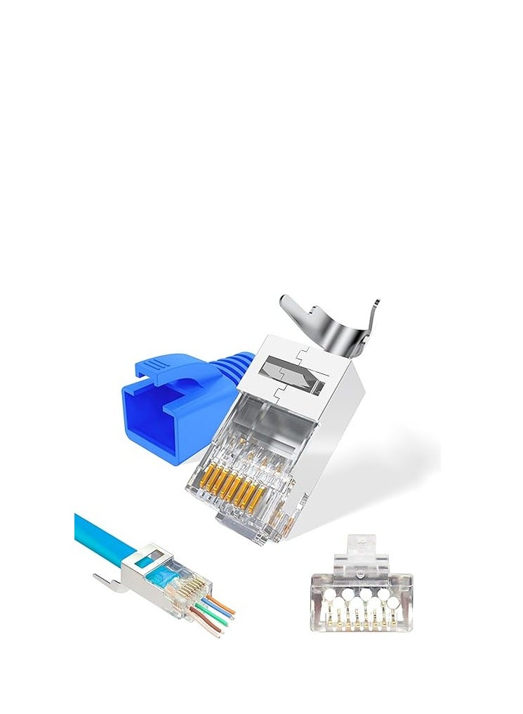 Kuwes Pack Of 100 Super 7 10G RJ45 Cat7 Connectors Silver/Clear - Image 2