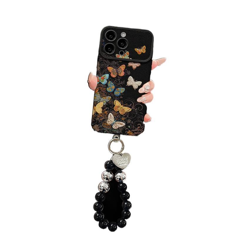 Silicone Protective Case for Xiaomi 13 with Shockproof and Drop Protection plus Shockproof plus Butterfly Pattern plus Chain Lanyard in Black - Image 2