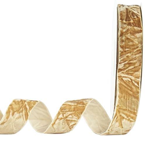 MAYREEL 1 Inch Khaki Crushed Velvet Ribbon Beige Vintage for Flower Bouquets Wedding Invitations Crafts Gift Wrapping Party Favor Boxes 10 Yards - Image 1
