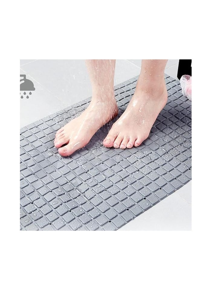 Generic - Bath lux Nazaafat53 Non-Slip Bath Mat Shower Rug PVC Anti-Bacterial Massaging With Vacuum Suction Cup, Grey - Image 1