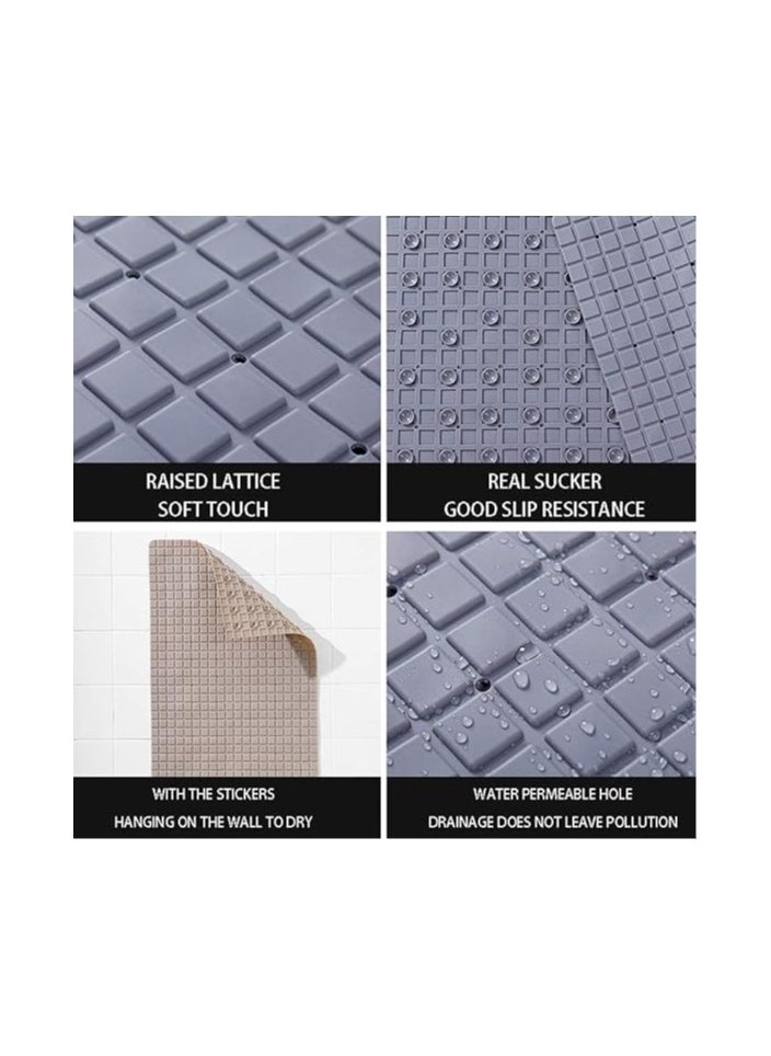Generic - Bath lux Nazaafat53 Non-Slip Bath Mat Shower Rug PVC Anti-Bacterial Massaging With Vacuum Suction Cup, Grey - Image 1