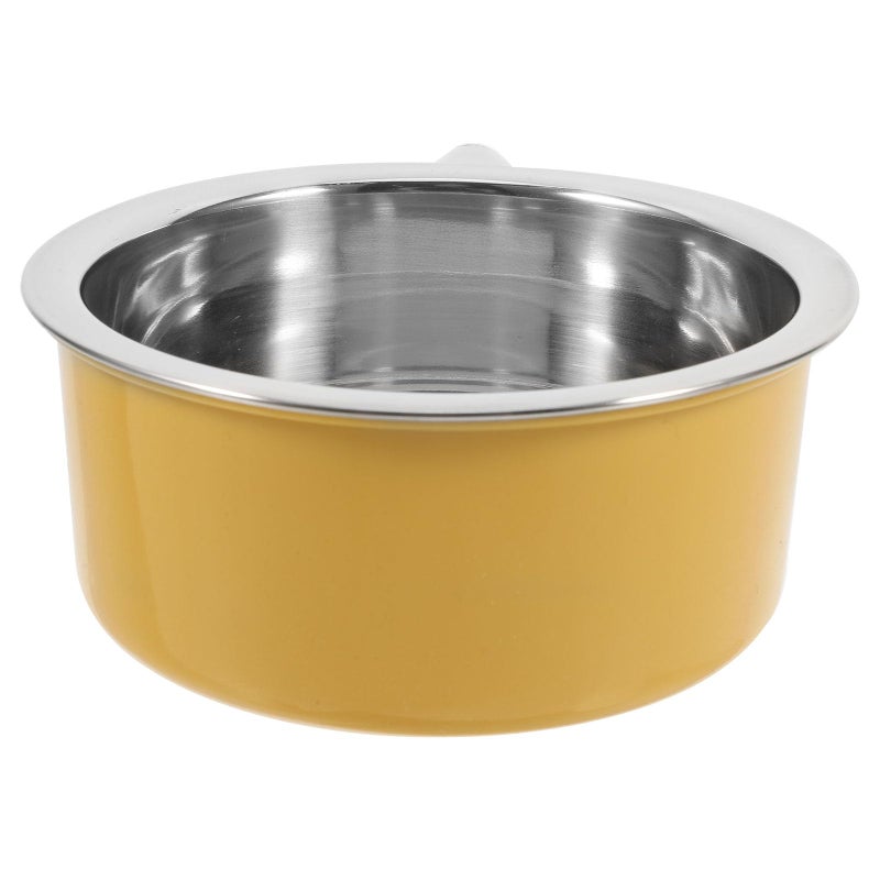 Small Stainless Steel Hanging Pet Bowl with White Buckle for Dog Crate and Puppy Kitten Cage Feeding - Image 2