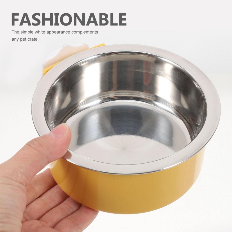 Small Stainless Steel Hanging Pet Bowl with White Buckle for Dog Crate and Puppy Kitten Cage Feeding - Image 4