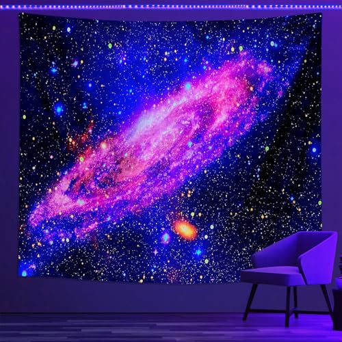 PSYHILAR Blacklight Posters for Adults and Teens, Space Galaxy Backdrop UV Reactive, Black Light Tapestry for Boys Room (59 x 51 Inches) - Image 1