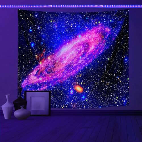 PSYHILAR Blacklight Posters for Adults and Teens, Space Galaxy Backdrop UV Reactive, Black Light Tapestry for Boys Room (59 x 51 Inches) - Image 3