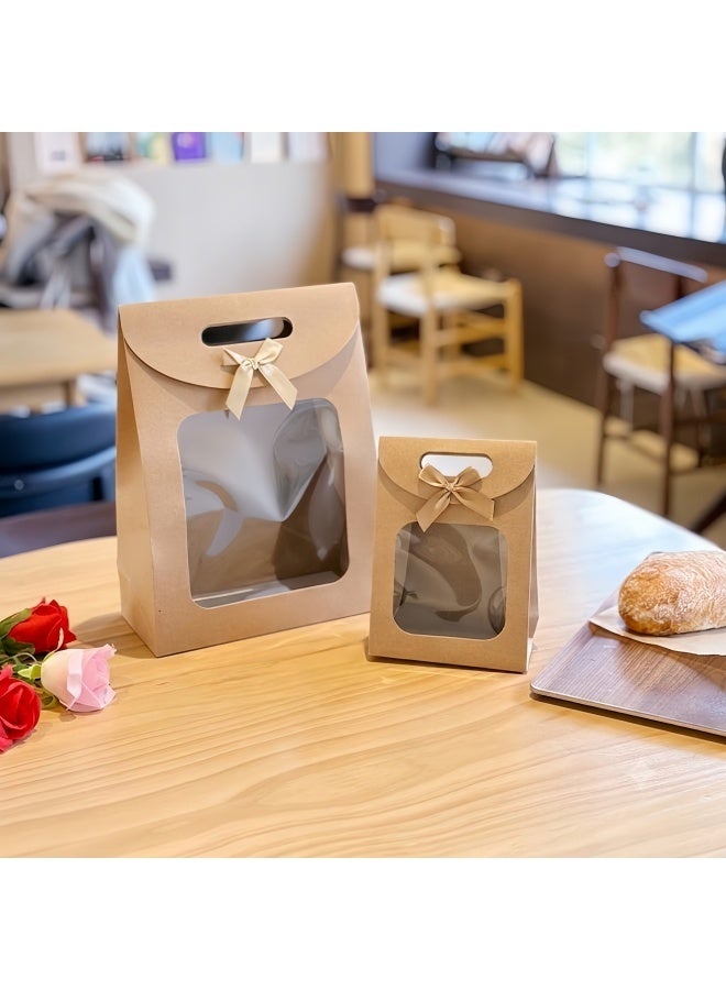 Oasis 12 Pcs Kraft Paper Gift Bags with Window and Bow, Assorted Sizes Premium Goody Treat Bags with Handles and Velcro Closure for Ramadan, Eid, Weddings, Birthdays and Party Favors - Image 5