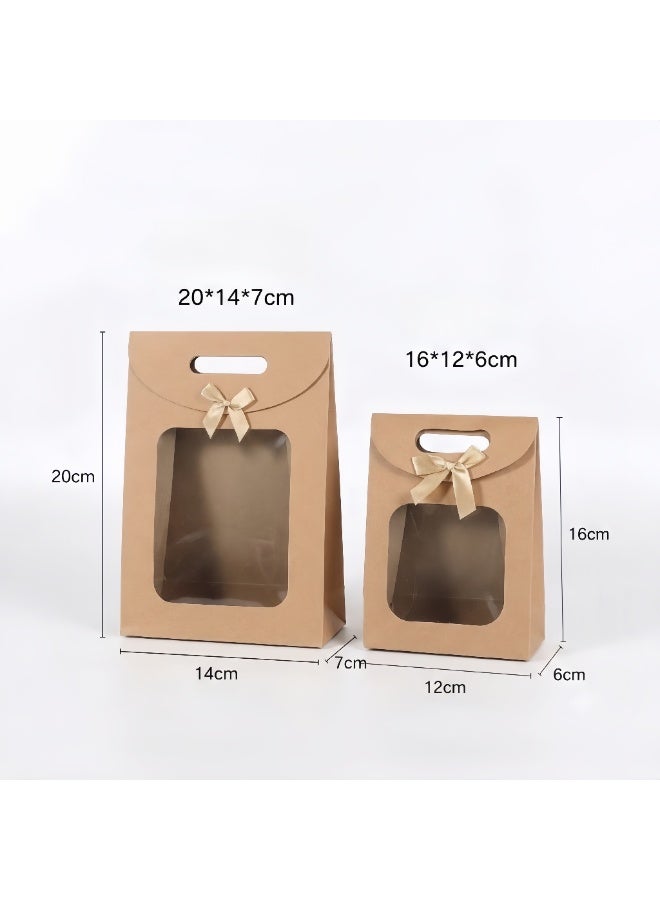 Oasis 12 Pcs Kraft Paper Gift Bags with Window and Bow, Assorted Sizes Premium Goody Treat Bags with Handles and Velcro Closure for Ramadan, Eid, Weddings, Birthdays and Party Favors - Image 2