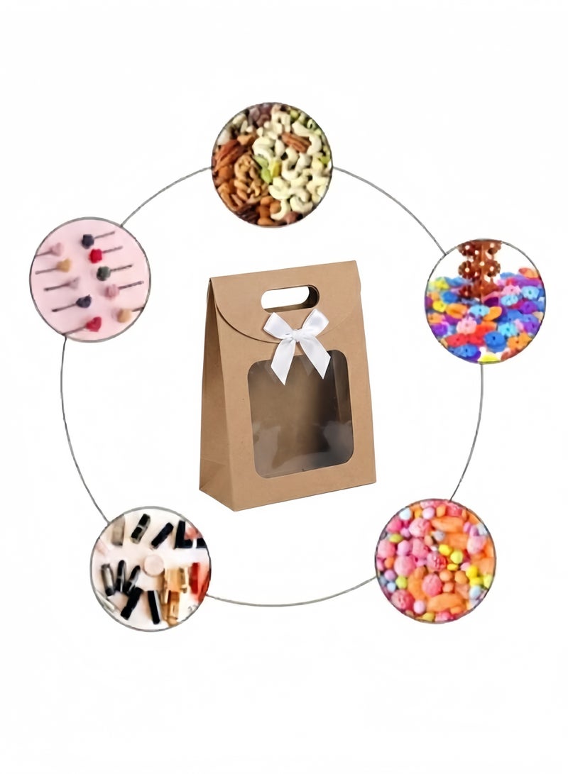 Oasis 12 Pcs Kraft Paper Gift Bags with Window and Bow, Assorted Sizes Premium Goody Treat Bags with Handles and Velcro Closure for Ramadan, Eid, Weddings, Birthdays and Party Favors - Image 4