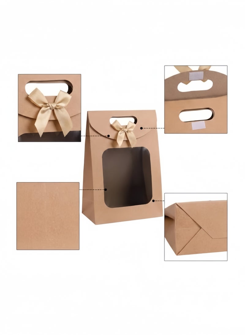 Oasis 12 Pcs Kraft Paper Gift Bags with Window and Bow, Assorted Sizes Premium Goody Treat Bags with Handles and Velcro Closure for Ramadan, Eid, Weddings, Birthdays and Party Favors - Image 3
