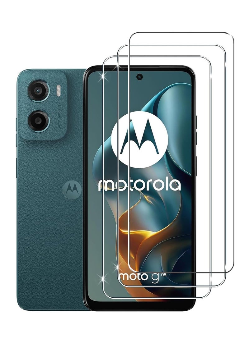 BORTONY Motorola Moto G05 Screen Protector 9H Hardness Full Covered Crystal Clear Glass With 3-Pack Anti-Fingerprints Tempered Glass For Motorola Moto G05 - Image 1