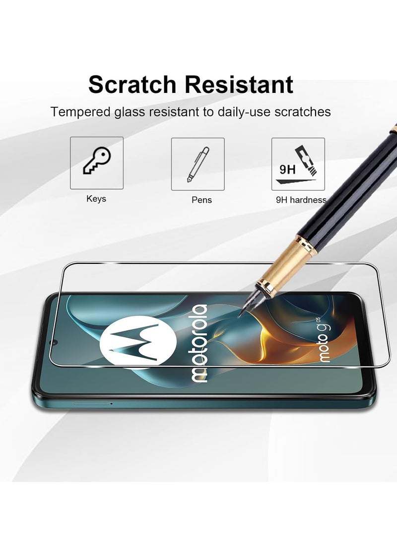 BORTONY Motorola Moto G05 Screen Protector 9H Hardness Full Covered Crystal Clear Glass With 3-Pack Anti-Fingerprints Tempered Glass For Motorola Moto G05 - Image 3