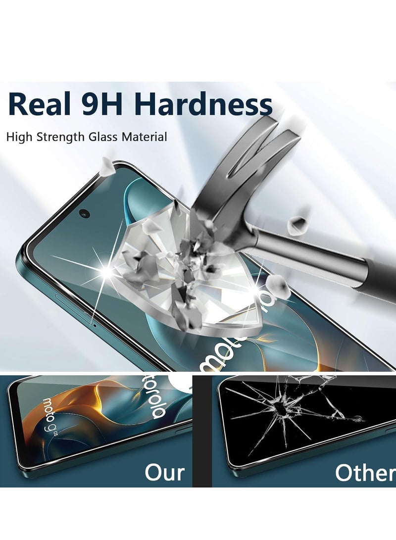 BORTONY Motorola Moto G05 Screen Protector 9H Hardness Full Covered Crystal Clear Glass With 3-Pack Anti-Fingerprints Tempered Glass For Motorola Moto G05 - Image 4