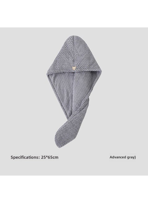 Coral Fleece Pineapple Grid Hair Drying Cap Towel Soft Absorbent Thickened Advanced gray-single layer