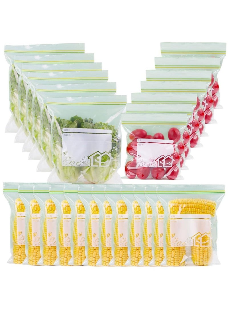 70 Packs Reusable Food Storage Bags, Freezer Ziplock Lunch Bags for Meats Meals, Vegetables, Fruits, Desserts, Snacks 15 Large/25 Medium/30 Small (Clear/White) - Image 1
