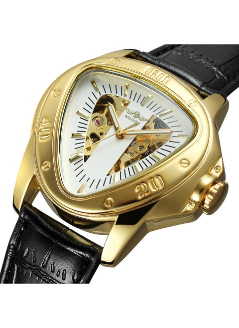 Gold Triangle Snake Design Mechanical Watch Golden White