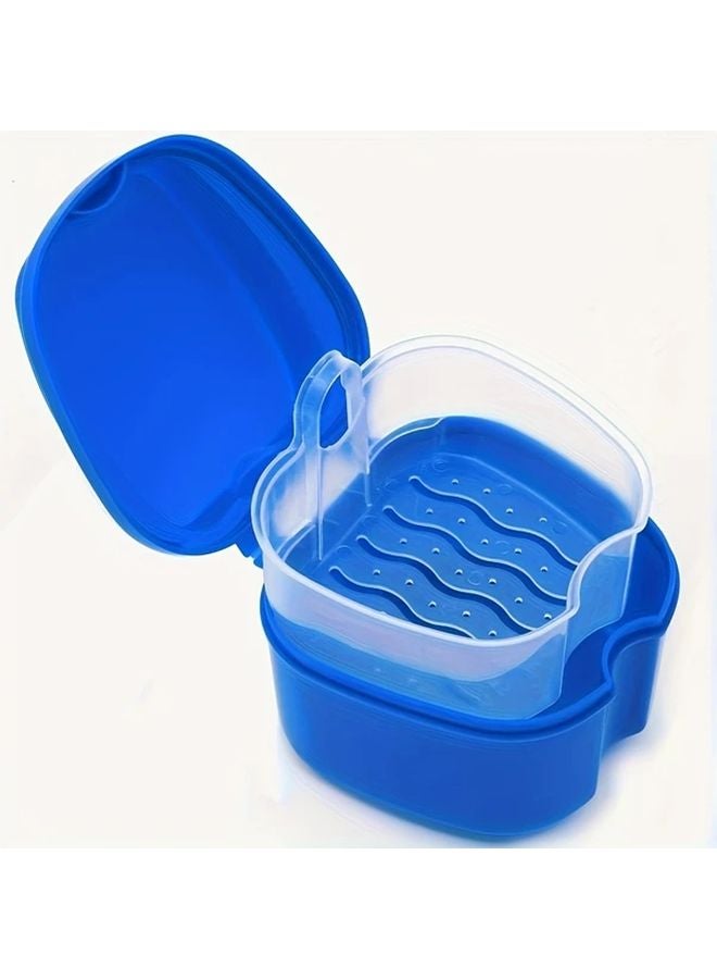 Deep Blue Denture Cleaning Box with Filter Heavy Duty PP Plastic Travel Storage Case - Image 1