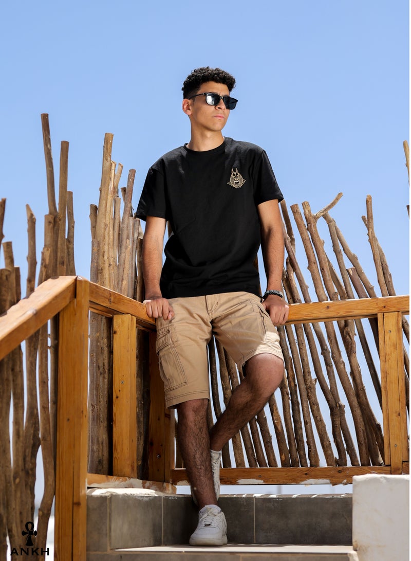 ANKH High-Quality Cotton Printed with Anubis-Black  - Image 3