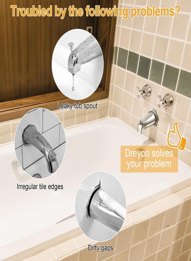 Dreyoo Slip On Diverter Tub Spout with Metal Cover Ring and Foam Gasket, Compatible with Kohler GP85556-CP, Bathroom Bathtub Faucet Set Replacement Fits 1/2'' Copper Water Tube (Polished Chrome) - Image 4