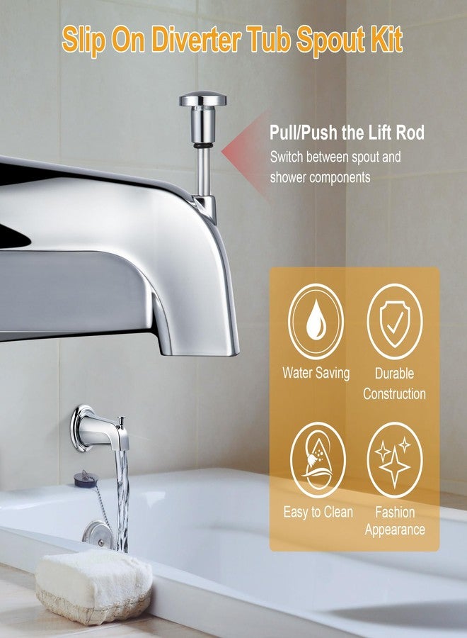 Dreyoo Slip On Diverter Tub Spout with Metal Cover Ring and Foam Gasket, Compatible with Kohler GP85556-CP, Bathroom Bathtub Faucet Set Replacement Fits 1/2'' Copper Water Tube (Polished Chrome) - Image 5