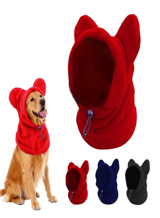ETOFIXEE Dog Snood Winter Hood with Ear Protection, Fleece Neck Warmer for Dogs, (Red, Medium) - Image 1