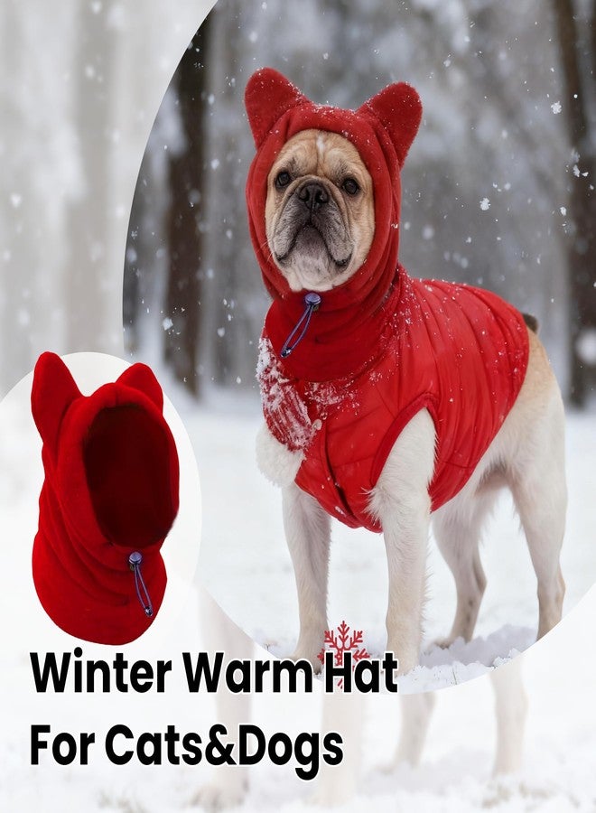 ETOFIXEE Dog Snood Winter Hood with Ear Protection, Fleece Neck Warmer for Dogs, (Red, Medium) - Image 2