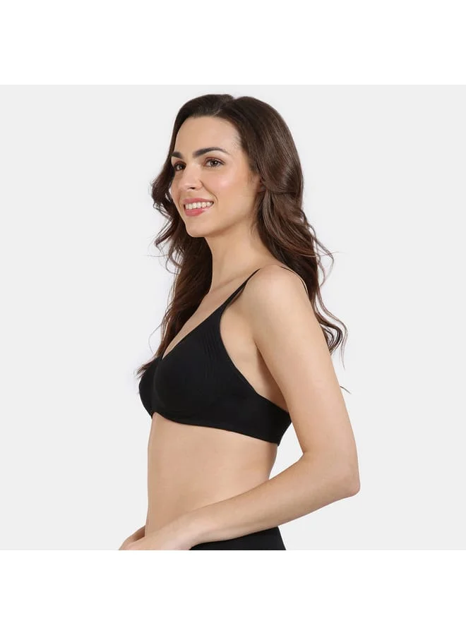 zivame Zivame Solid Support Bra with Hook and Eye Closure