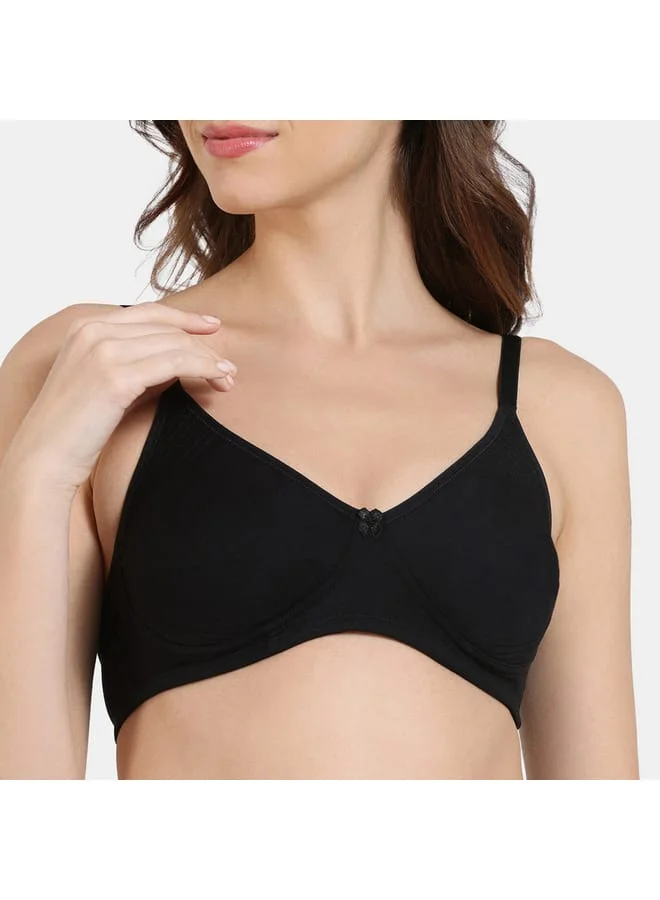 zivame Zivame Solid Support Bra with Hook and Eye Closure
