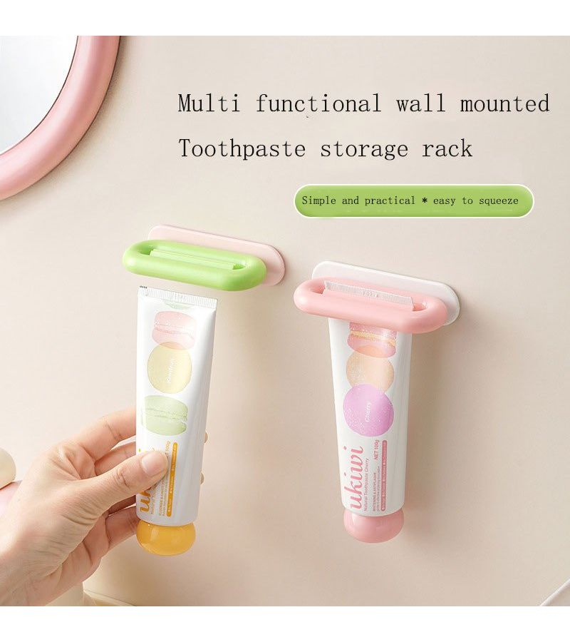 Green Wall Mounted Toothpaste Squeezer And Punch Free Toothbrush Holder - Image 1