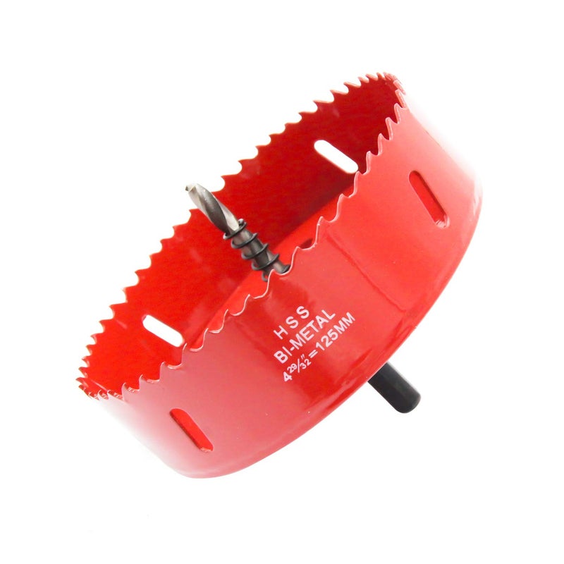 Laiwei Hole Saw Drill Bit HSS Hole Cutter with Arbor for Wood,PVC Board and Plasterboard(4-15/16"(125mm Hole Saw)) - Image 1