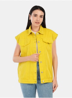 Carina Raw Hem Denim Vest  - Image 1