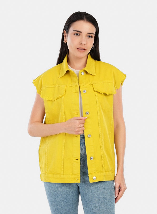 Carina Raw Hem Denim Vest  - Image 1