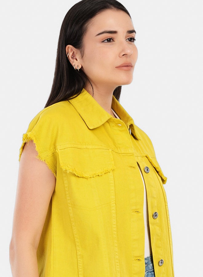 Carina Raw Hem Denim Vest  - Image 4