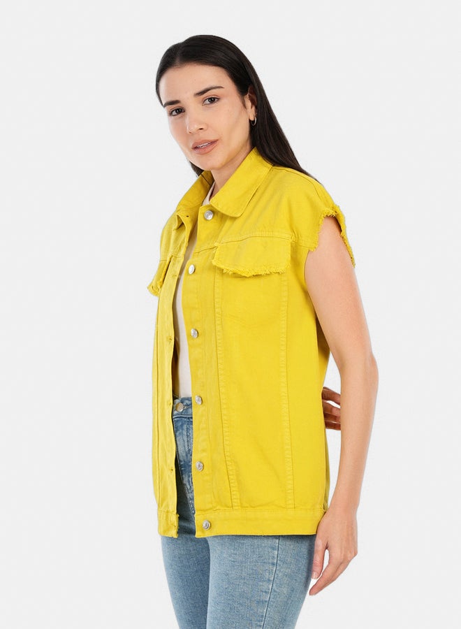 Carina Raw Hem Denim Vest  - Image 2