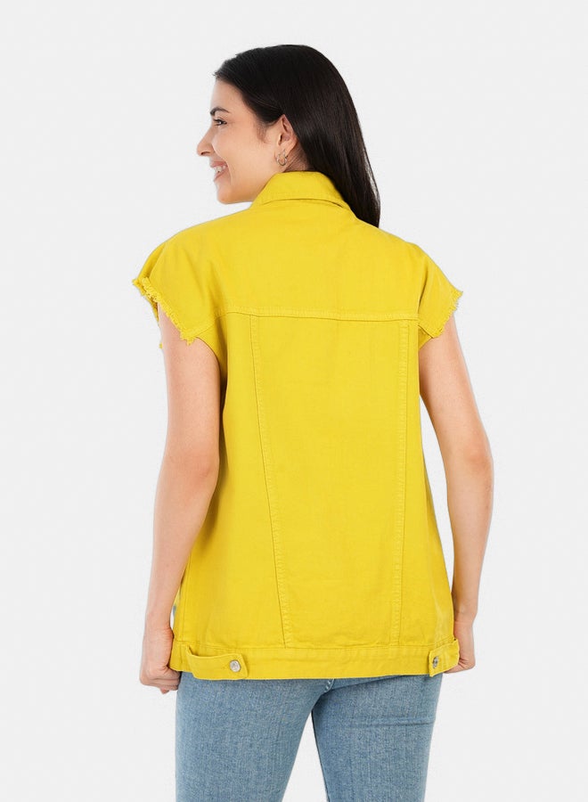 Carina Raw Hem Denim Vest  - Image 3