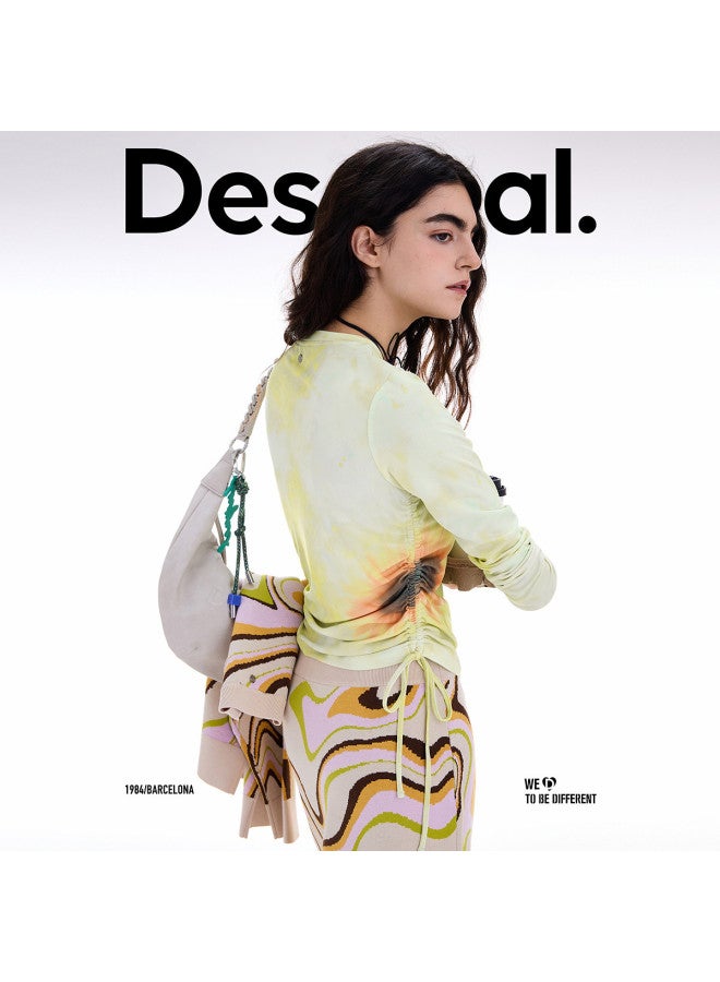 DESIGUAL women's T-shirt With Sunflower Print And Dual Side Drawstrings - Fall/winter 2025 Collection - Image 4