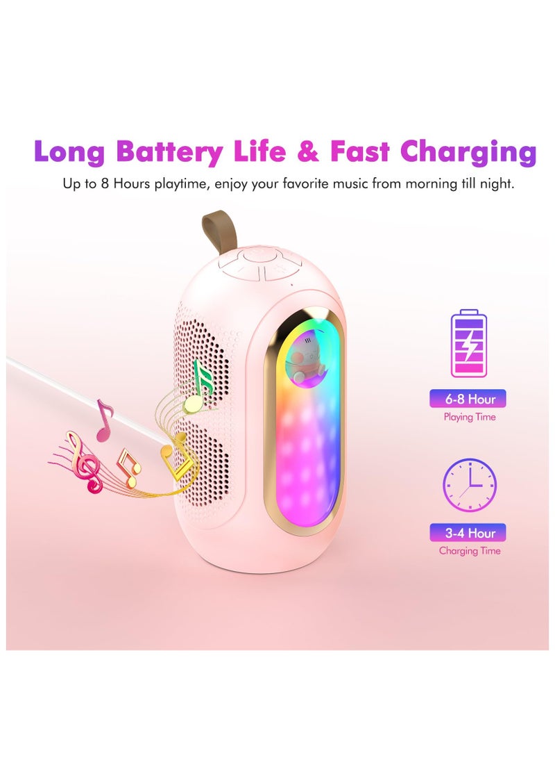 SYOSI SYOSI Mini Karaoke Machine, Portable Bluetooth Speaker with 2 Wireless Mics and Colorful Lights, Portable BT Speaker Rechargeable for Girls Boys Birthday Party - Image 5