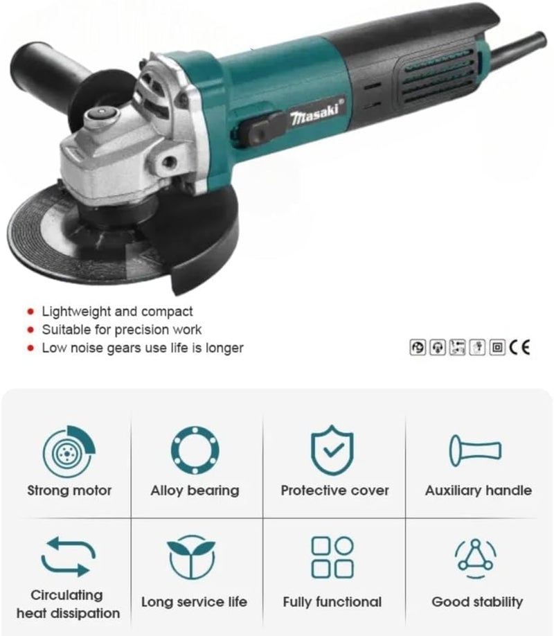 Electric Grinding Grinder, 880W Angle Grinder 115Mm With 10Pcs 1Ml Cutting Discs And Extra Chucks - Image 4