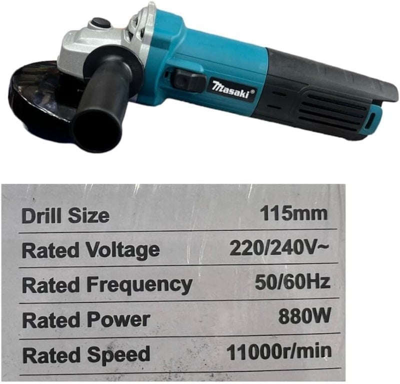 Electric Grinding Grinder, 880W Angle Grinder 115Mm With 10Pcs 1Ml Cutting Discs And Extra Chucks - Image 2